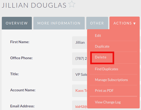 Delete Records 49Delete contact