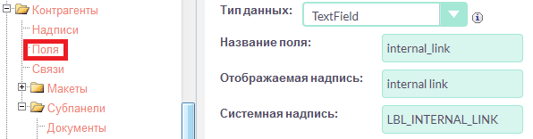 Добавление текстового поля в модуль Контрагенты